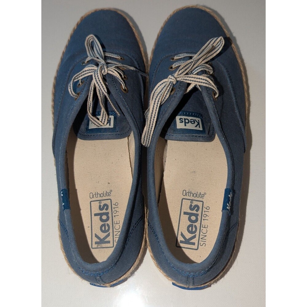 KEDS Women’s Ortholite Size 8 Chambray Jute Lace Up Tennis Shoes Loafers - Picture 5 of 10